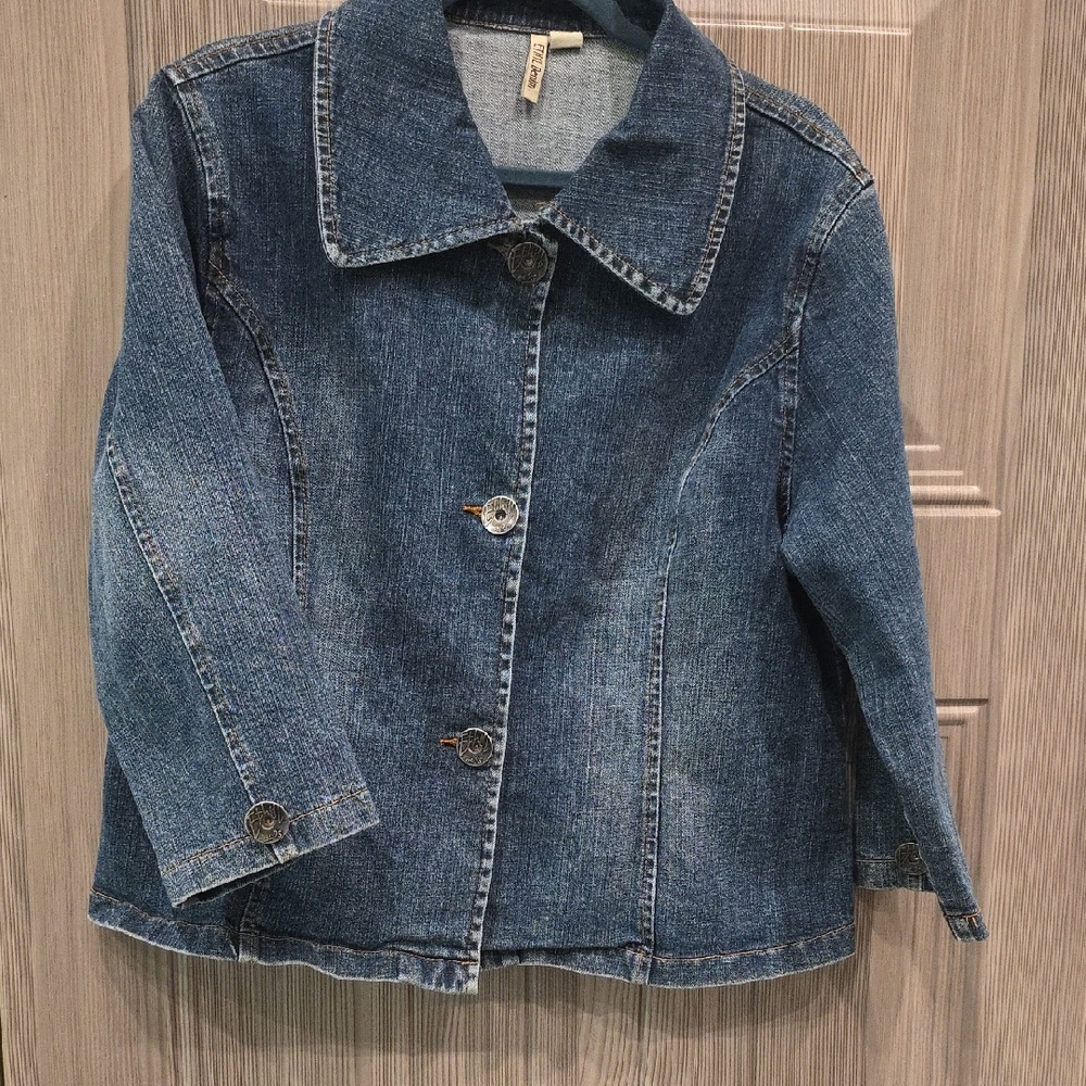 Ethyl Denim Classic Blue Denim Jacket Size Large